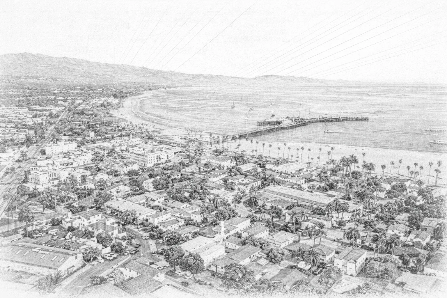 Downtown Santa Barbara aerial view
